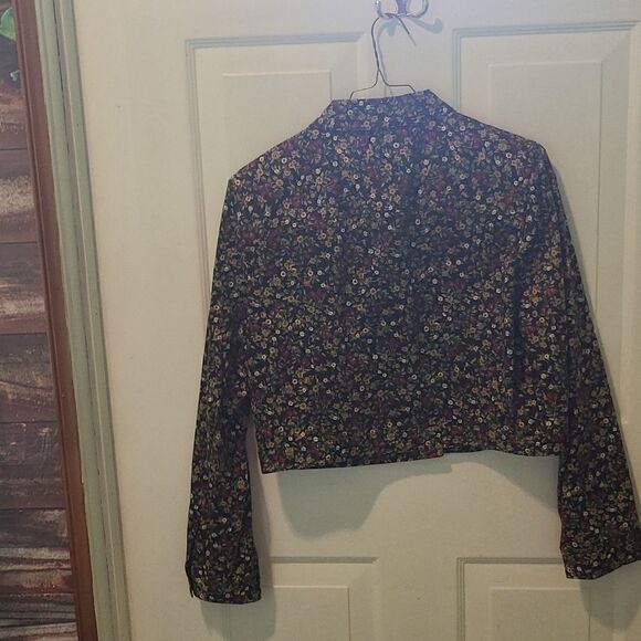 Multi-Colored Floral Pattern Ladies Medium Light Weight Petite Jacket - Picture 2 of 9